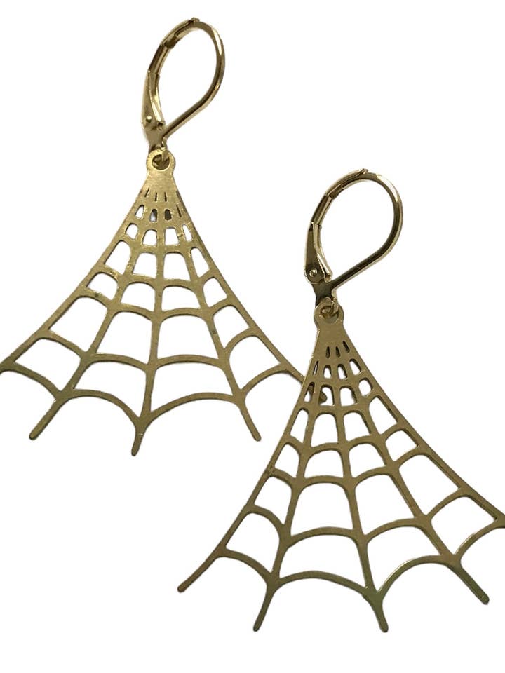 Spinnennetz-Ohrringe aus Messing für den Großhandel von Dreamspirit