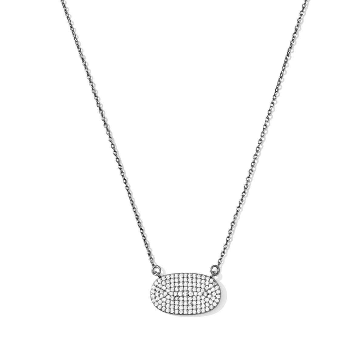 Splendid Iris - Wholesale Pendant/Charm Necklace - Unity Pave Oval Pendant Necklace