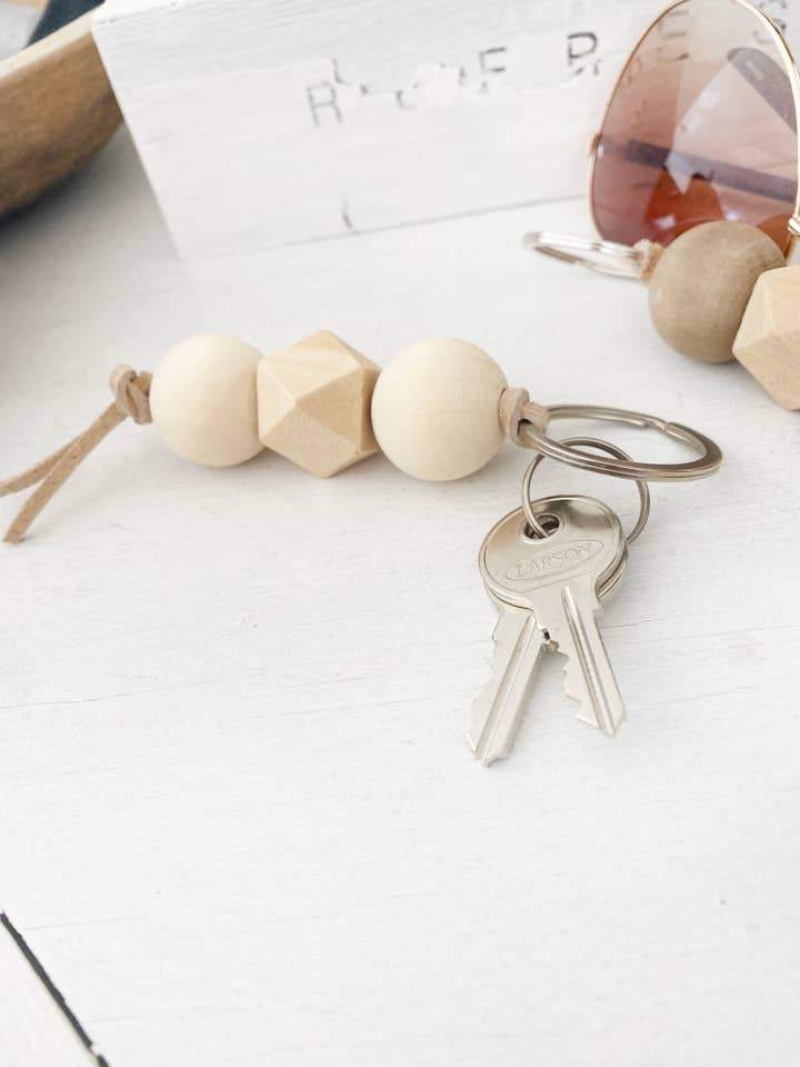 Boho Wood Bead Geometric Keychain for wholesale by Simply Styled Art