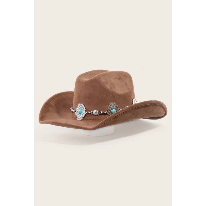 Anarchy Street - Vente Chapeau en feutre - femme - Chapeau de cowboy western avec ceinture concho à clous turquoise6