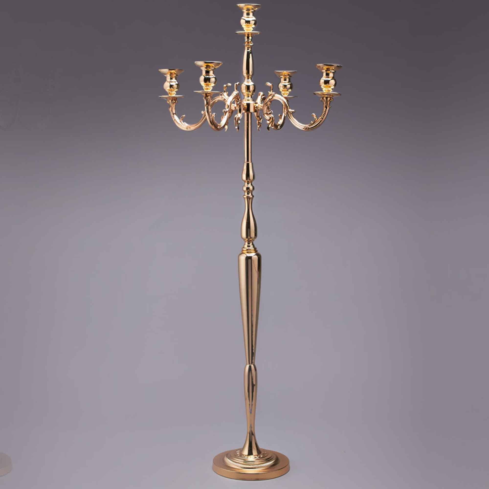 Candelabra 5 Arm Pillar Candle Holder 60½" - Gold for wholesale on Faire6