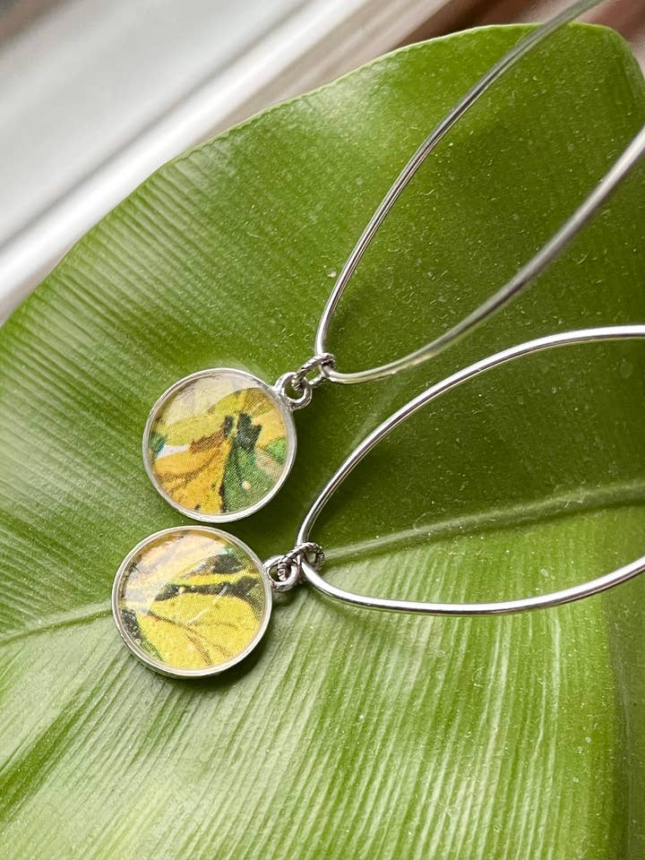 Sølv Navette Drop Øreringe - bladgrøntsager, haveinspireret for engroshandel hos joeyfivecents