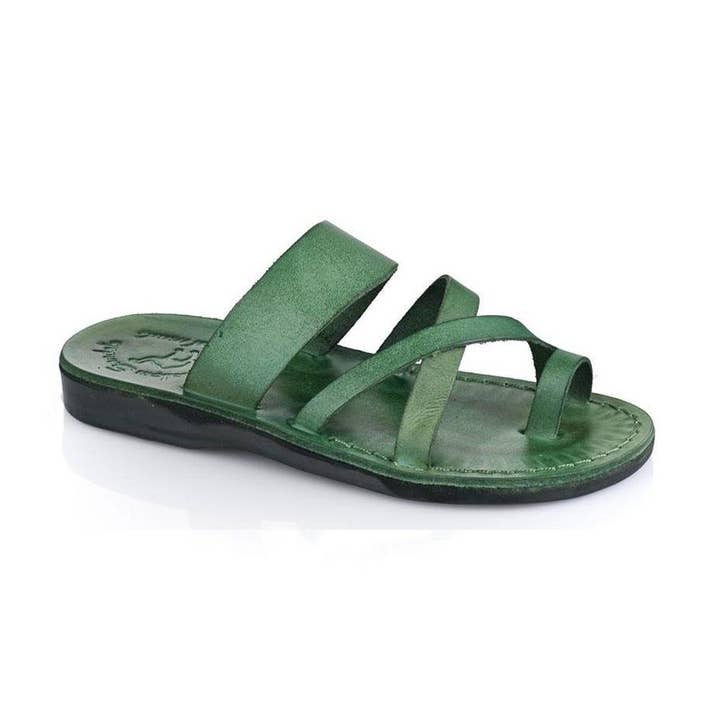The Good Shepherd - Sandalo Toe Loop in pelle | Verde per la vendita all'ingrosso da parte di Jerusalem Sandals