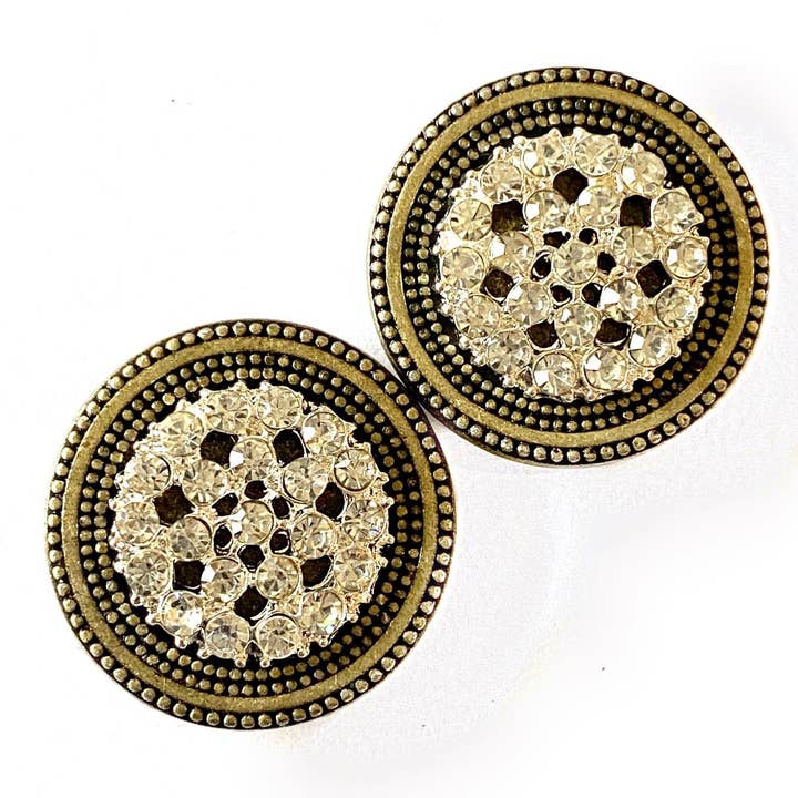 Antique GOLD Clear Rhinestone Cluster Pin Set for wholesale by MagneButton