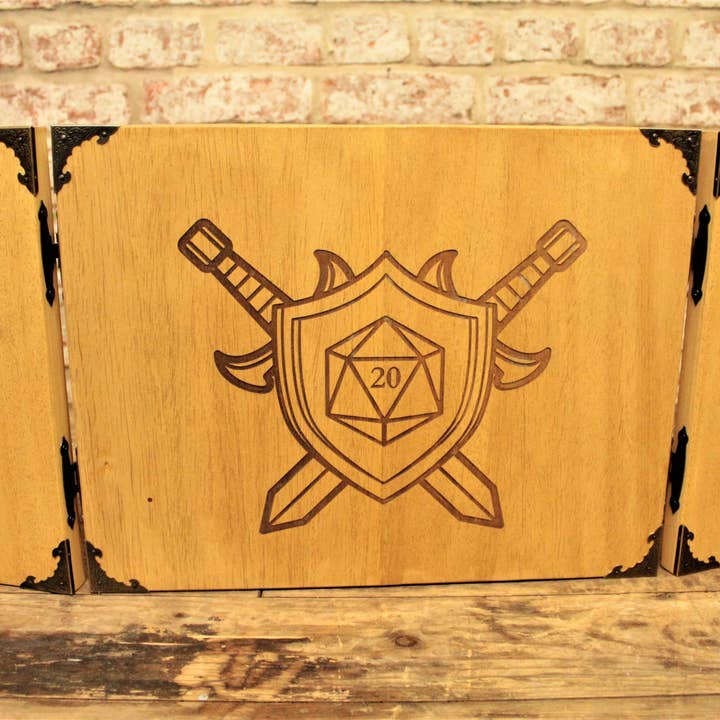 Fandomonium - Wholesale Board Game - Wooden Dungeon Master Screen - D20 Sigil Design