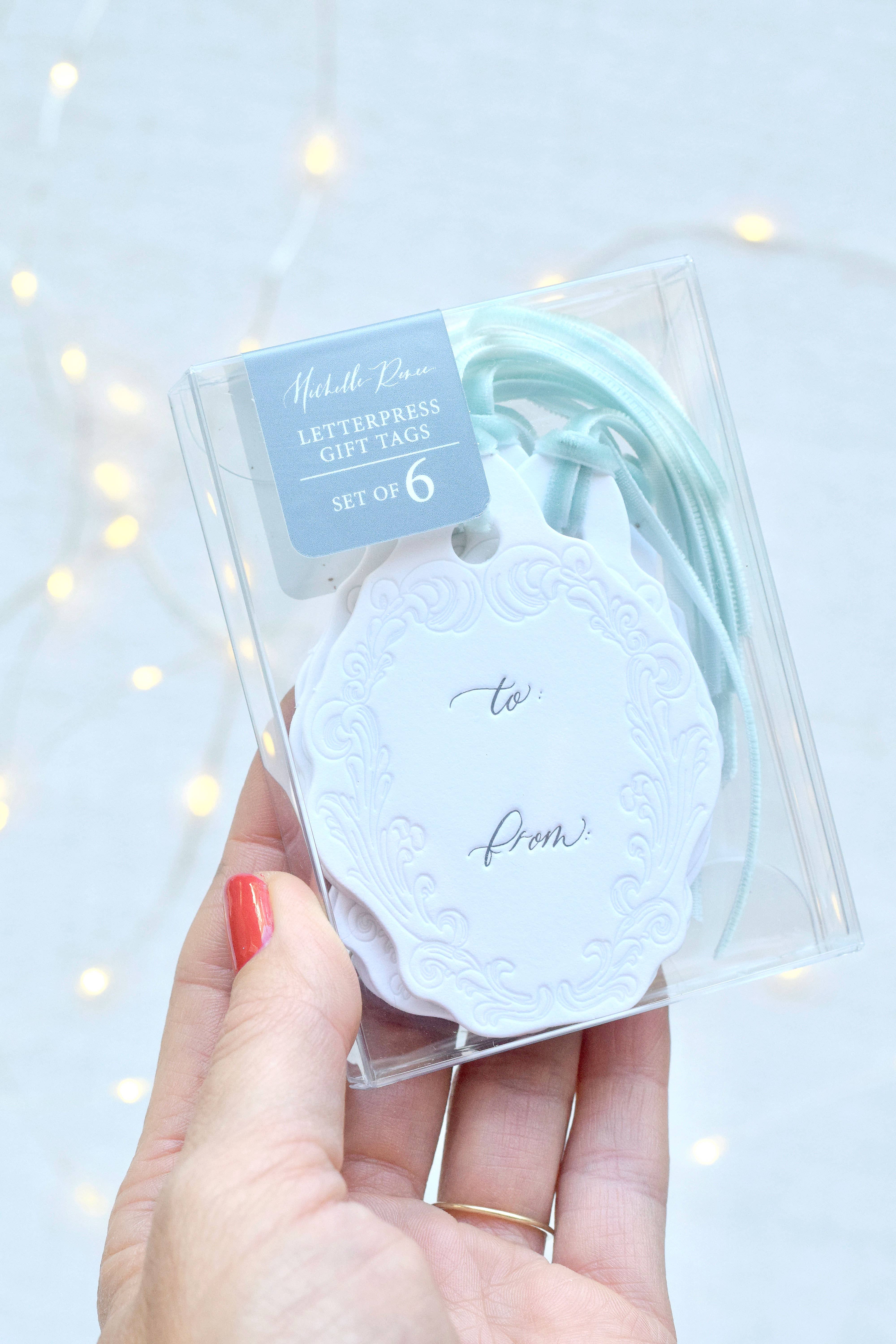 Michelle Renee Co. – Cartão de presente por atacado – Presente Tipografia Oval Etiquetas | Barroco Vintage Crest4