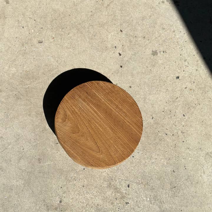 Office Objets - Wholesale Stool - Small low three-legged stool in upcycled blond teak D:30 H:1520