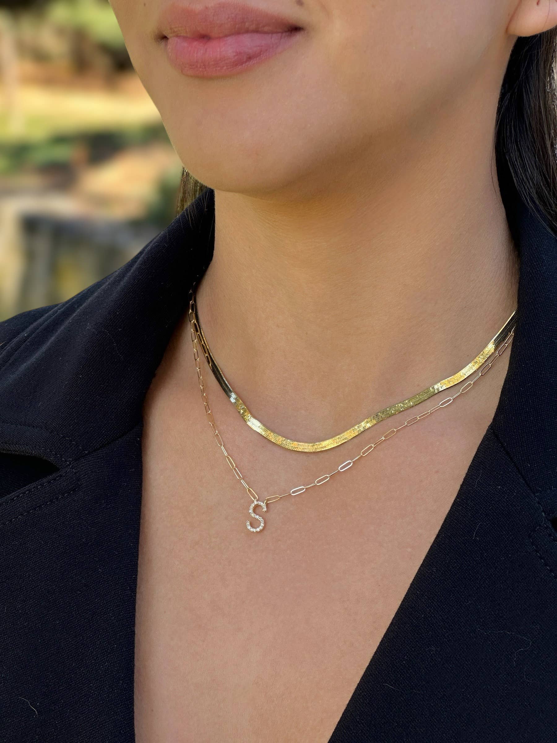 Amelia Rose Jewelry - Wholesale Pendant/Charm Necklace - Grand Diamond Initial Necklaces-All Letters Gold8