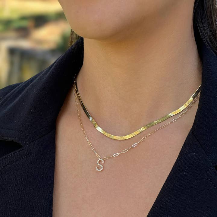 Amelia Rose Jewelry - Wholesale Pendant/Charm Necklace - Grand Diamond Initial Necklaces-All Letters Gold8