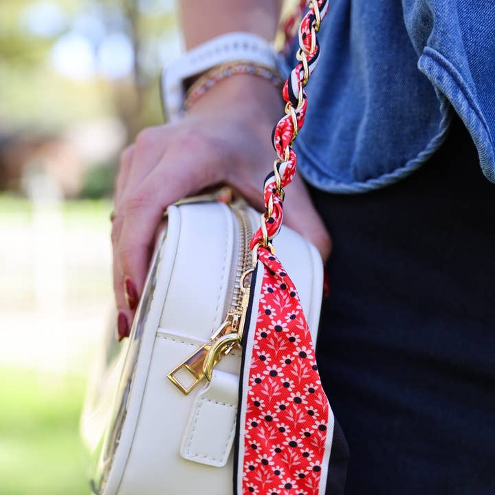 Geweven Sjaal Kettingtas/Telefoonriem - Zwart & Rood voor wholesale door Victory Lap