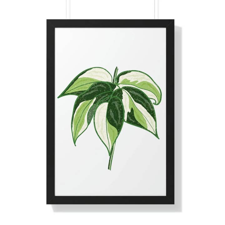 Philodendron Cream Splash Print Framed Wall Art Matte Finish Botanical Poster for Home Decor for wholesale by The Potted Pixel