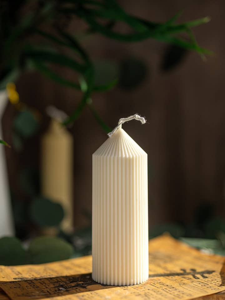 Ribbed Pillar Candle/Tall candles/Birthday Gift/Wedding for wholesale by MySunshineCandless