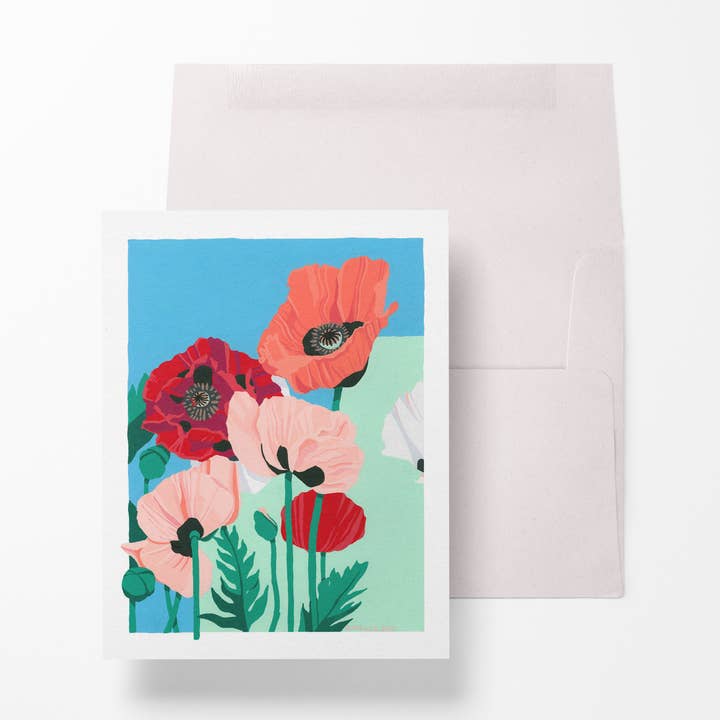 Poppies Card for wholesale by Camille Shu
