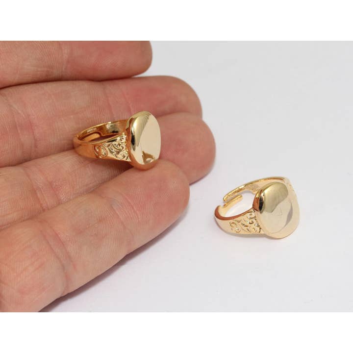 19mm 24k Shiny Gold Rings, Large Round Rings, MLS225 for wholesale by QueenJewelryM