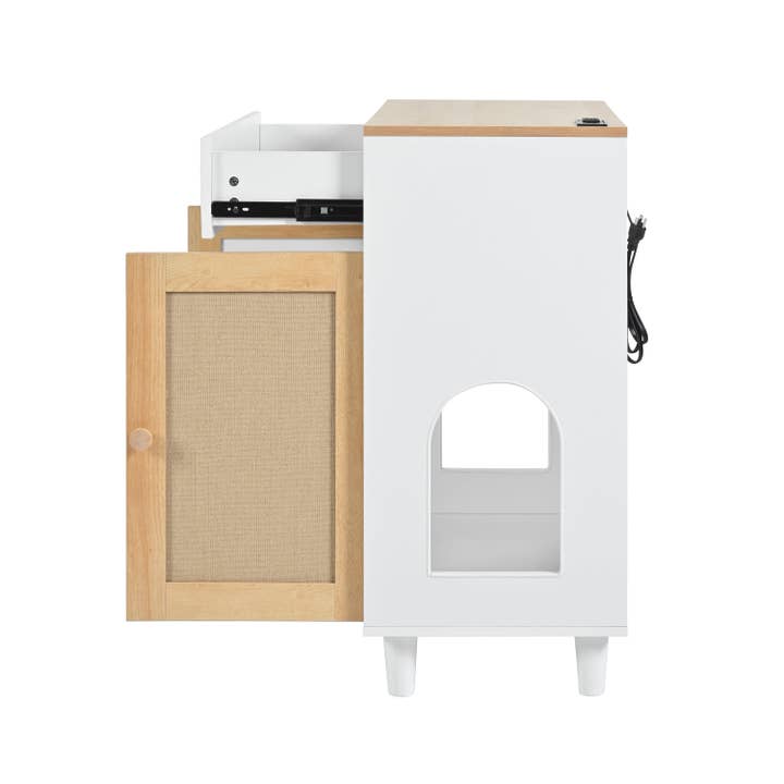 39F Inc. - Vente Griffoir – chat - Bac à litière pour chat adapté aux animaux avec porte à gratter et prise7