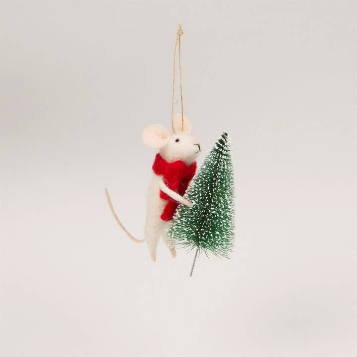 Muis met vilten kerstboomdecoratie voor wholesale door Sass & Belle Europe
