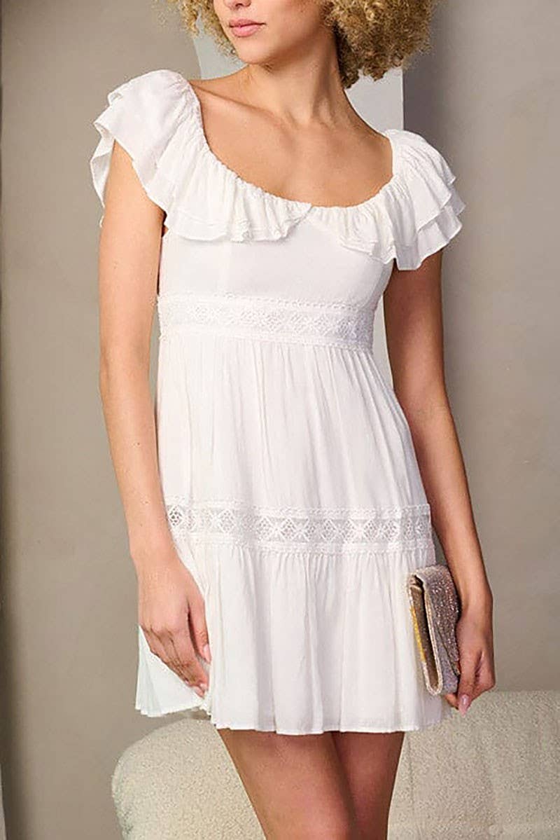 ROUSSEAU - Wholesale Dress - Women's - SHORT SLEEVE RUFFLE TIERED MINI DRESS7