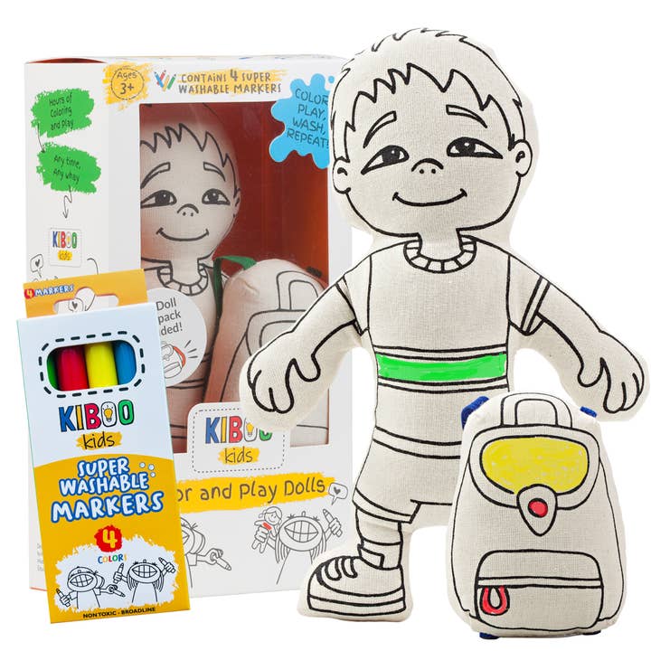 Color your Own Doll - Boy with Pocket for wholesale by Kiboo Kids