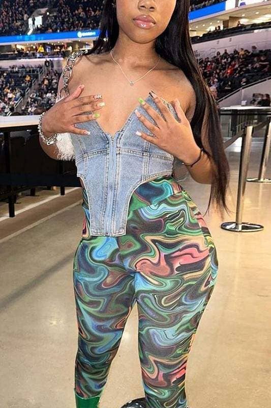 BLUE denim bustier top for wholesale on Faire8