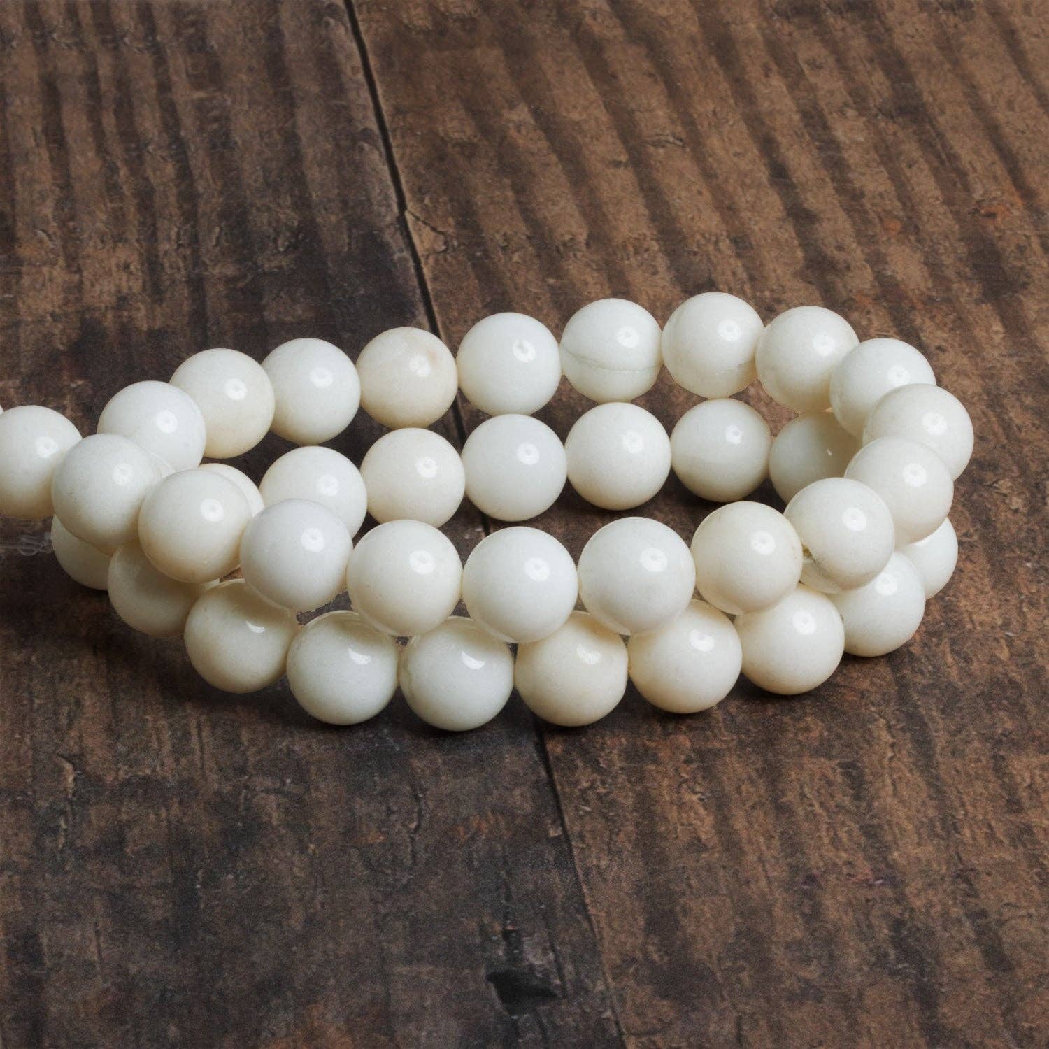 The Bead Traders - Vente Perle - 40 perles rondes en jade blanc de 10 mm, 15 pouces2
