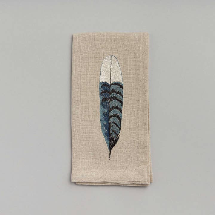 Coral & Tusk - Wholesale Dinner & Cloth Napkin - Blue Jay Feather Dinner Napkin