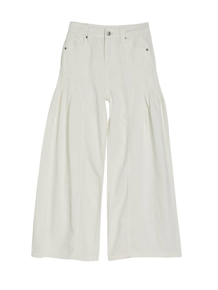 WOMEN- PLEATED SIDE GUSSET WIDE LEG/93708-RFYB for wholesale by Tractr Jeans