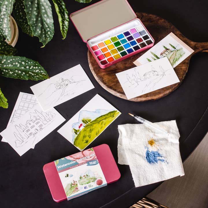 Cate Paper Co. - Wholesale DIY Craft Kit - Italian Fields watercolor painting kit