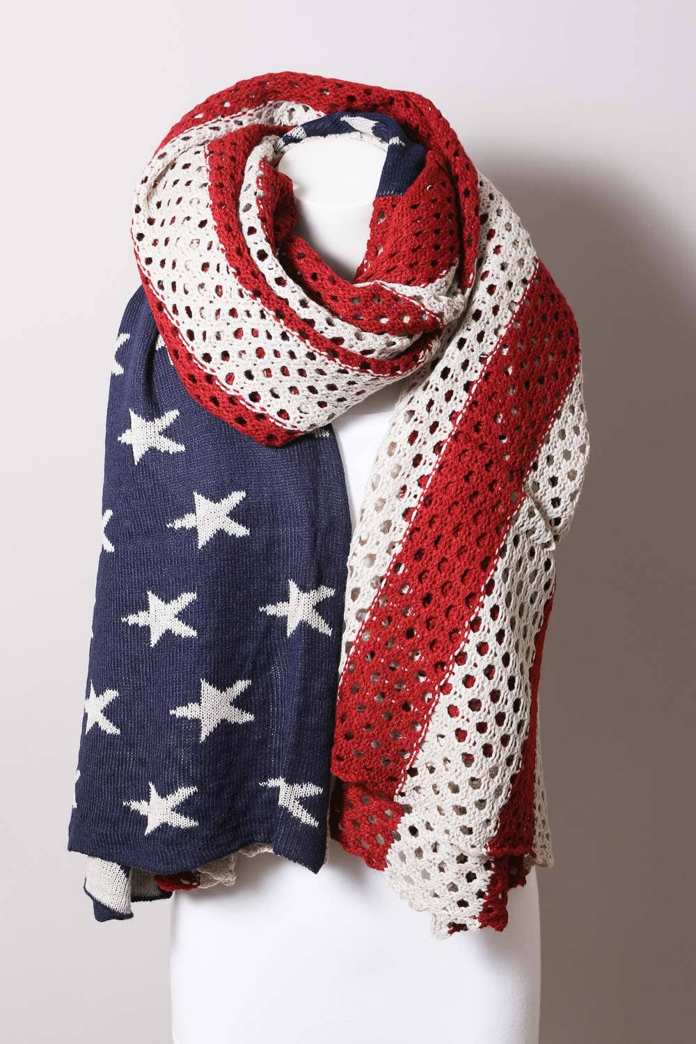 Leto Accessories - Wholesale Scarf - Women's - Netted Oversized American Flag Knit Blanket Scarf 🇺🇸5