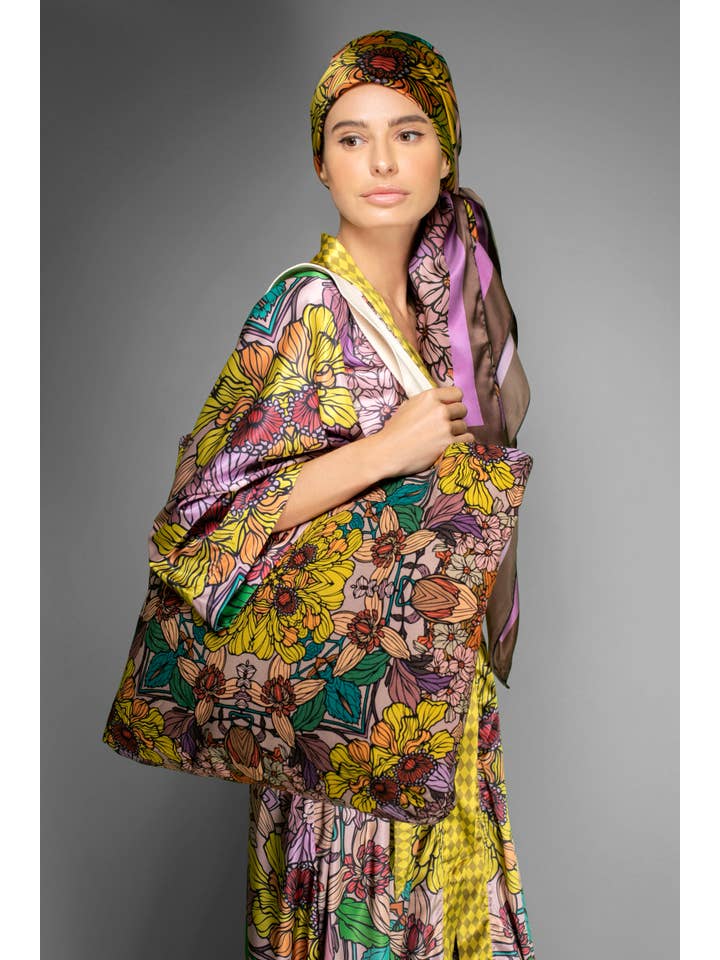 Nuvula - Vendita all'ingrosso Kimono - Donna - Kimono in raso floreale Golden Duchess5