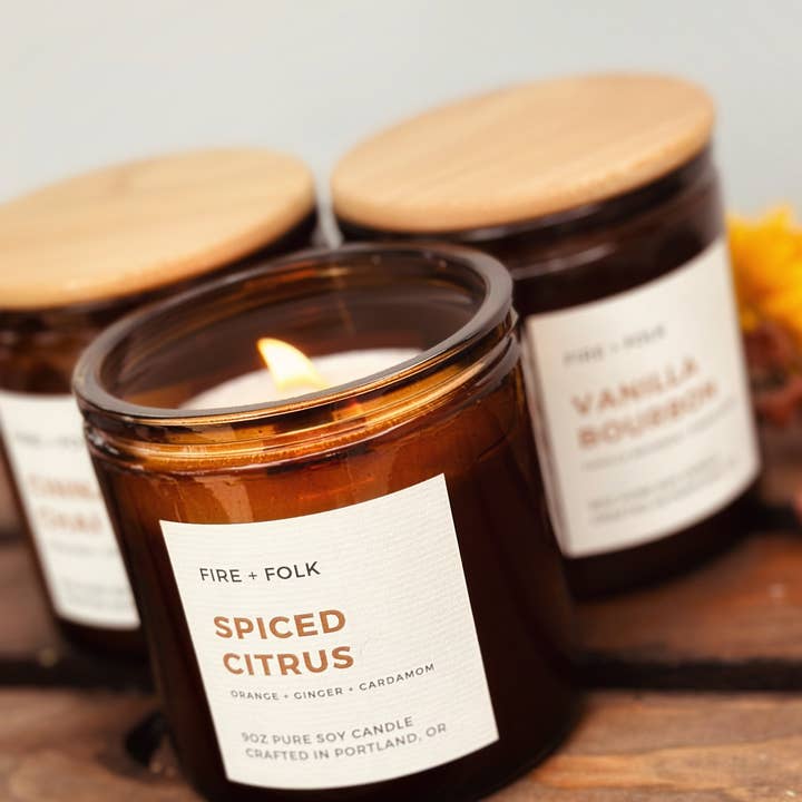 FIRE + FOLK - Wholesale Jar/Filled Candle - Cranberry Cocktail | 9oz Wood Wick Soy Candle3