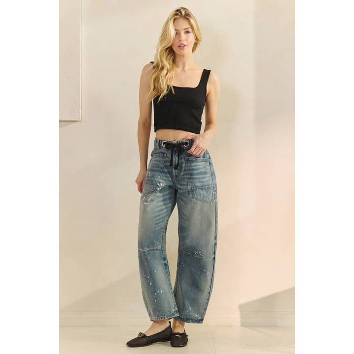 Medium Horseshoe Jeans with Belt Detail for wholesale on Faire1