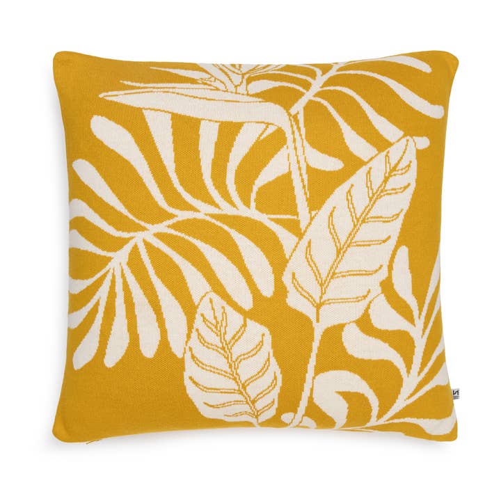 Sophie Home Ltd - Wholesale Throw Pillow Cover - Cotton Knit Throw Pillow/Cushion Cover: Leaf Citrus