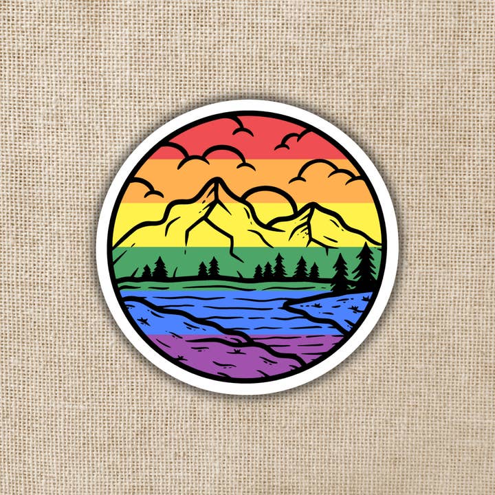 Wildly Enough - Wholesale Sticker - Gay Pride Mountainscape Flag Sticker