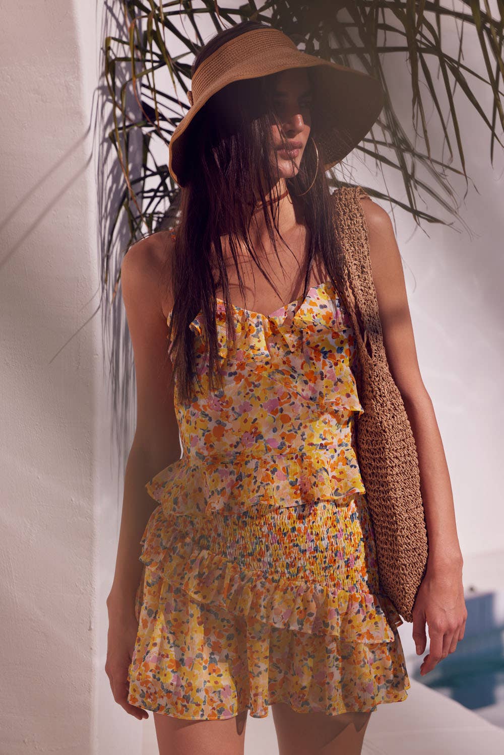 LEMONADE Asymmetrical Ruffled Floral Chiffon Mini Skirt for wholesale on Faire0