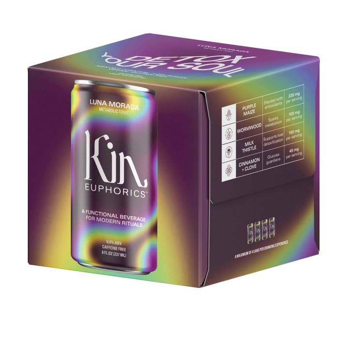 Kin Euphorics - Wholesale Non-Alcoholic Aperitif/Mocktail - Luna Morada: 6 x 4-Pack (24 Total Cans Per Case)