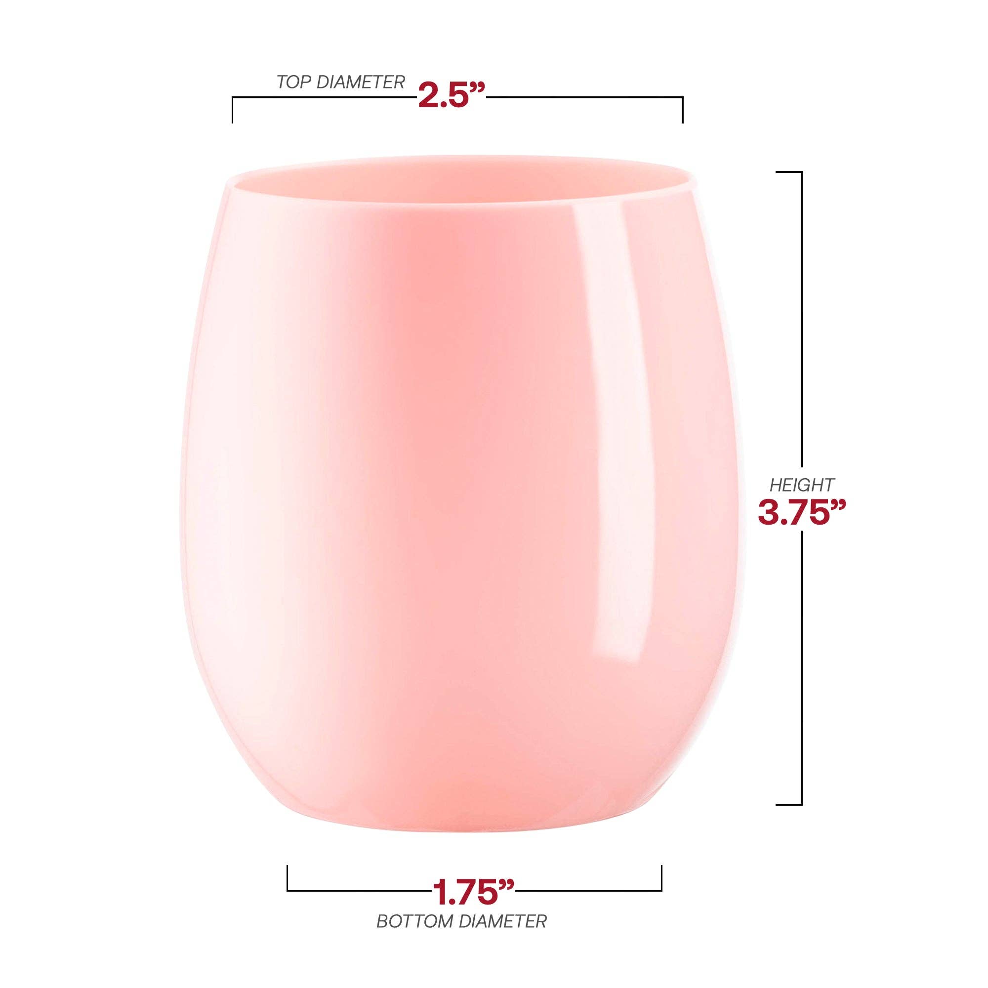 Smarty had a Party - Wholesale Wine Glass - 12 oz. Pink Elegant Stemless Plastic Wine Glasses - 16 pcs3