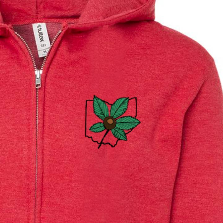 Buckeye-Staat: OSU Buckeyes Ohio Kapuzenpullover mit Reißverschluss für den Großhandel von Megan Lee Designs
