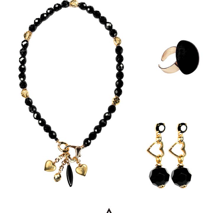 BLACK HEART SET for wholesale by bijoux dell'anno