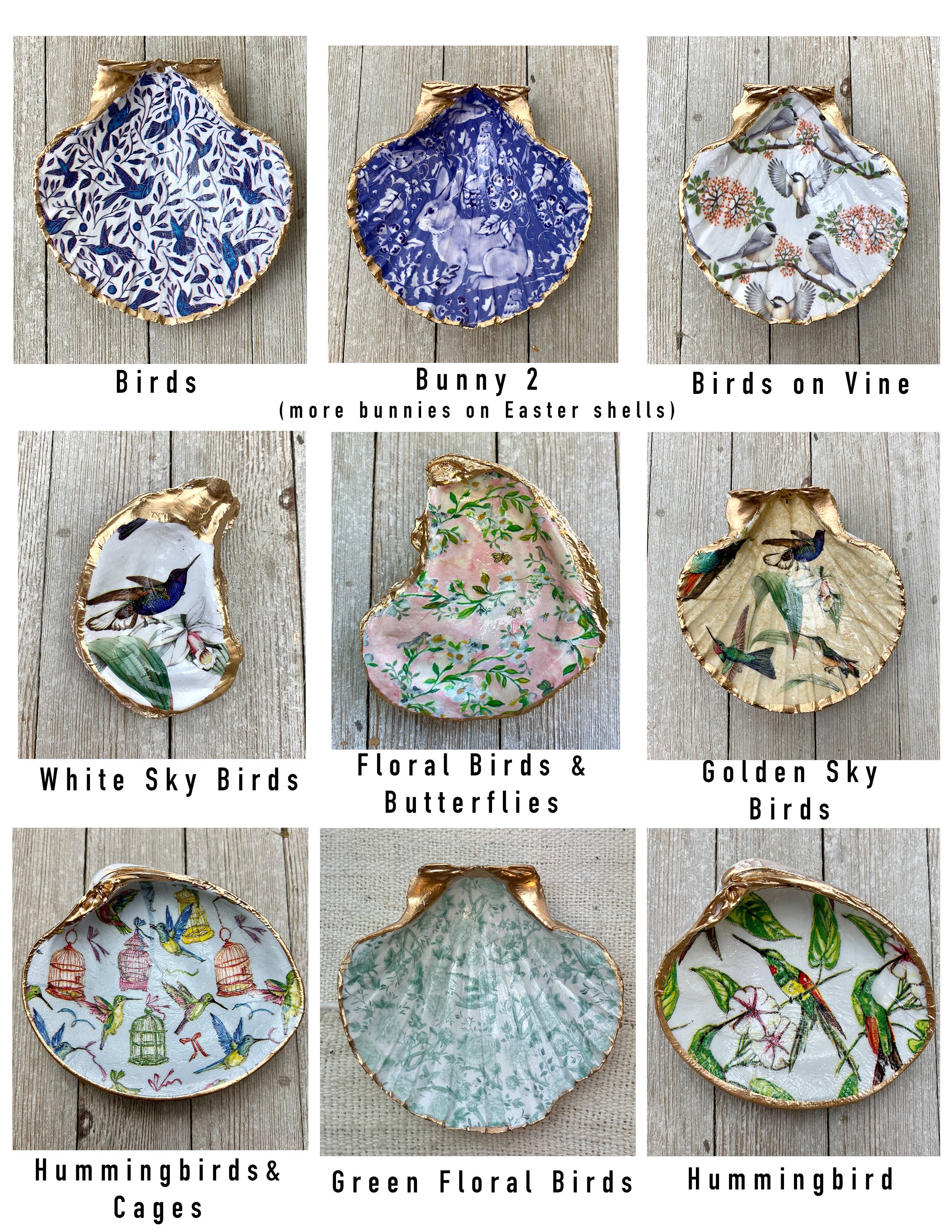 Ten Twenty Six Designs – Prato/tigela decorativa por atacado – Conjunto de Conchas para Decoupage – Vieira, Ostra ou Amêijoa12