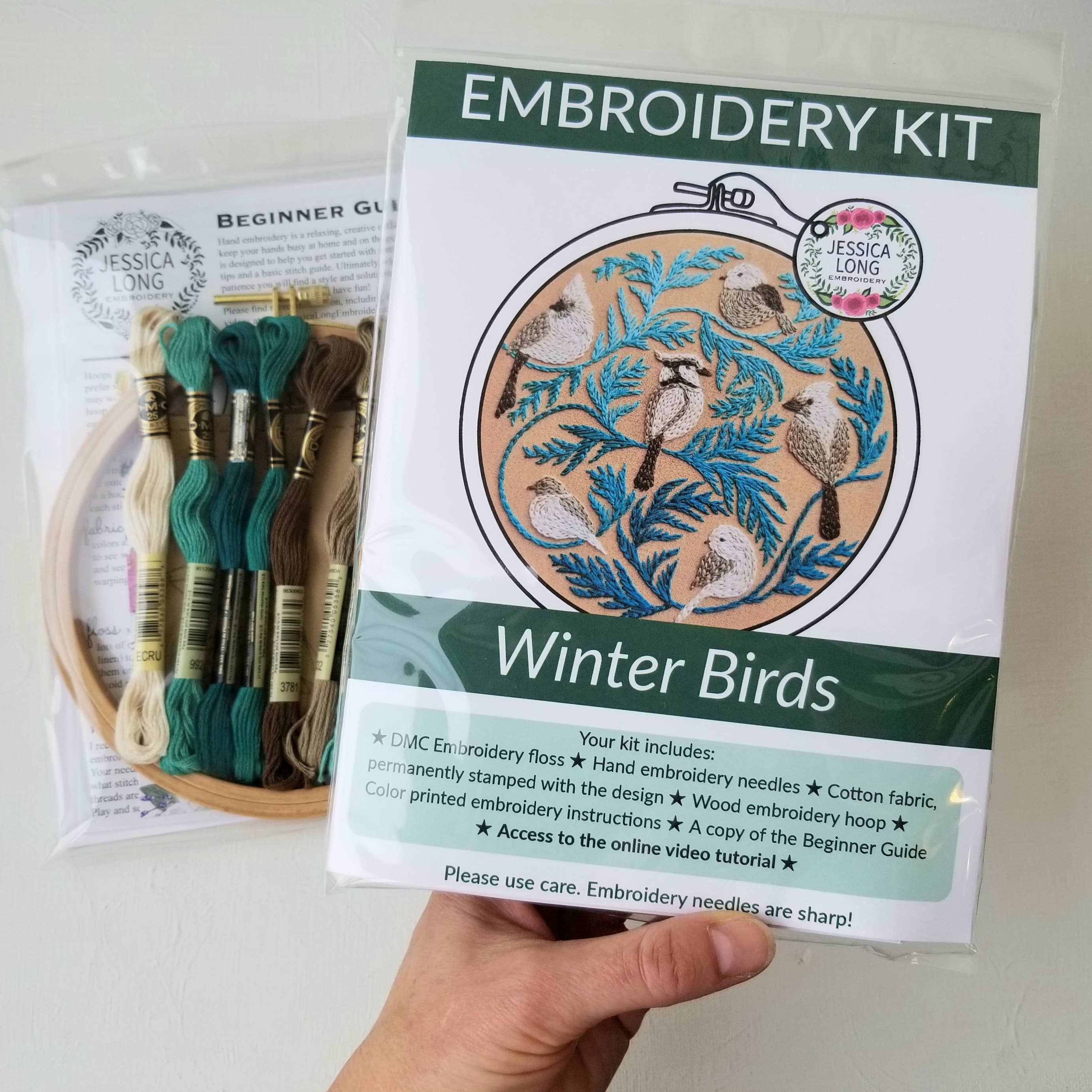 Jessica Long Embroidery - Wholesale Embroidery/Cross Stitch Supplies - Winter Birds Embroidery Kit3