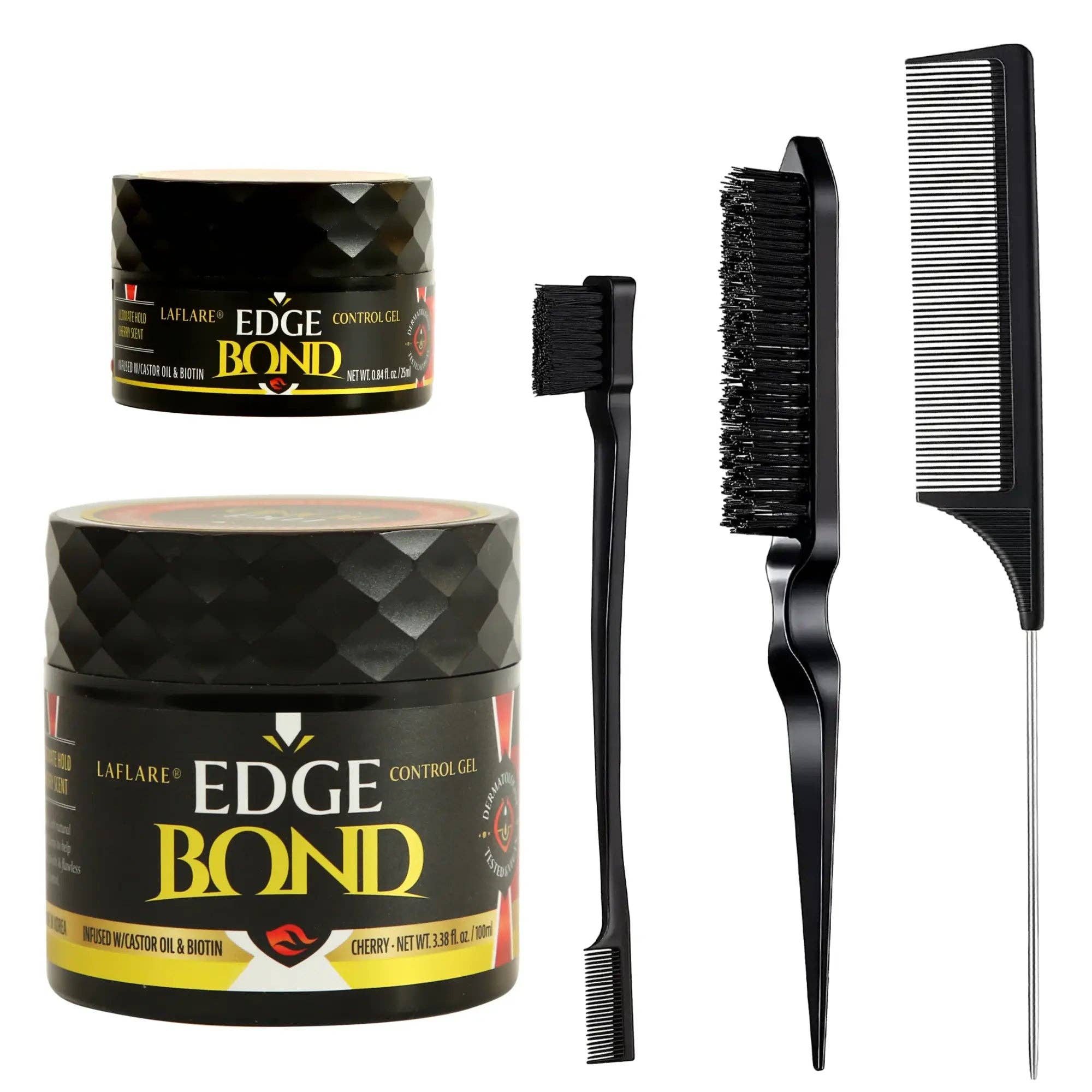 Laflare - Wholesale Hair Styling Gel/Mousse - Edge Bond Control Gel Set with Comb Set for Hair Styling2