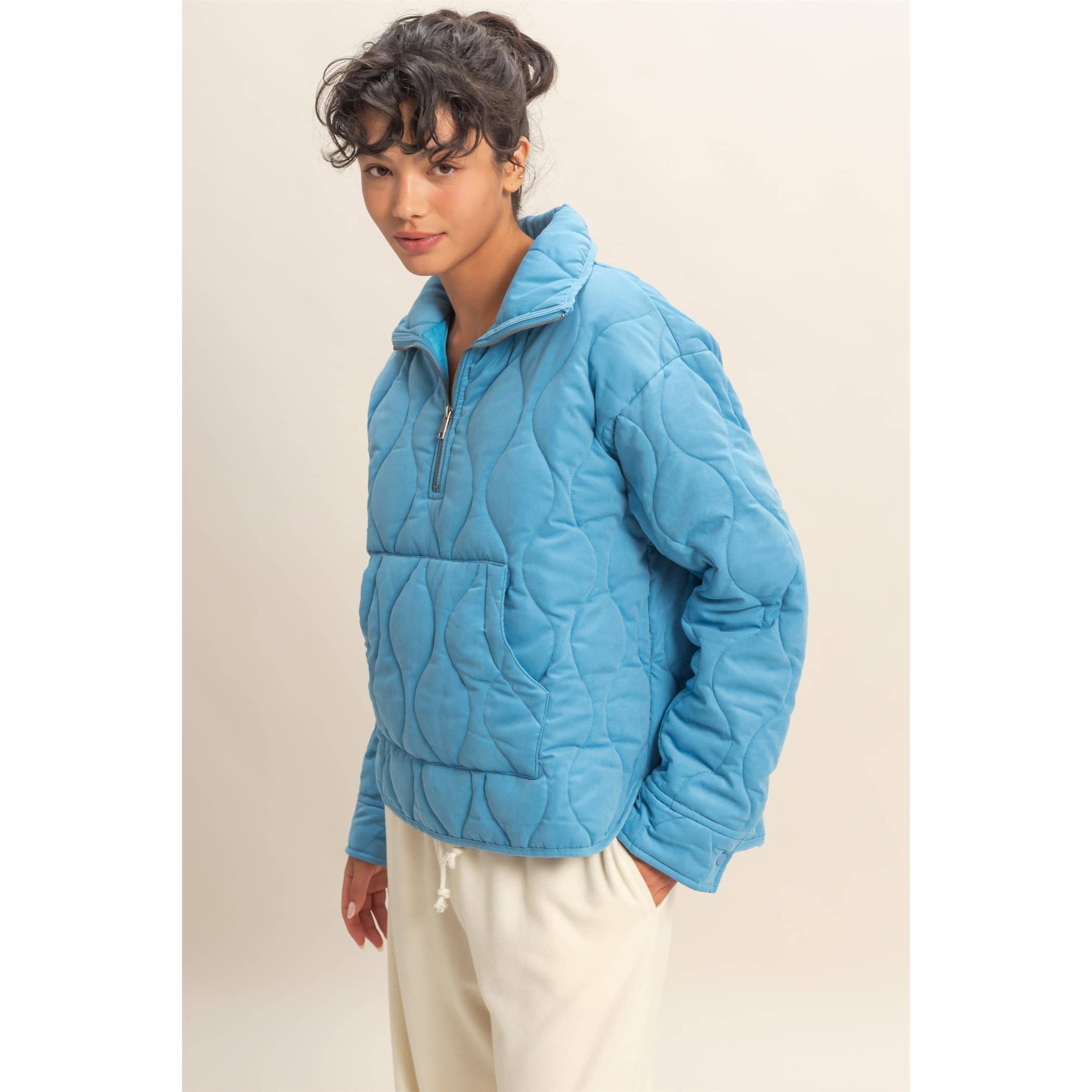 HYFVE - Vendita all'ingrosso Giacca - Donna - Pullover trapuntato a collo alto con mezza zip12