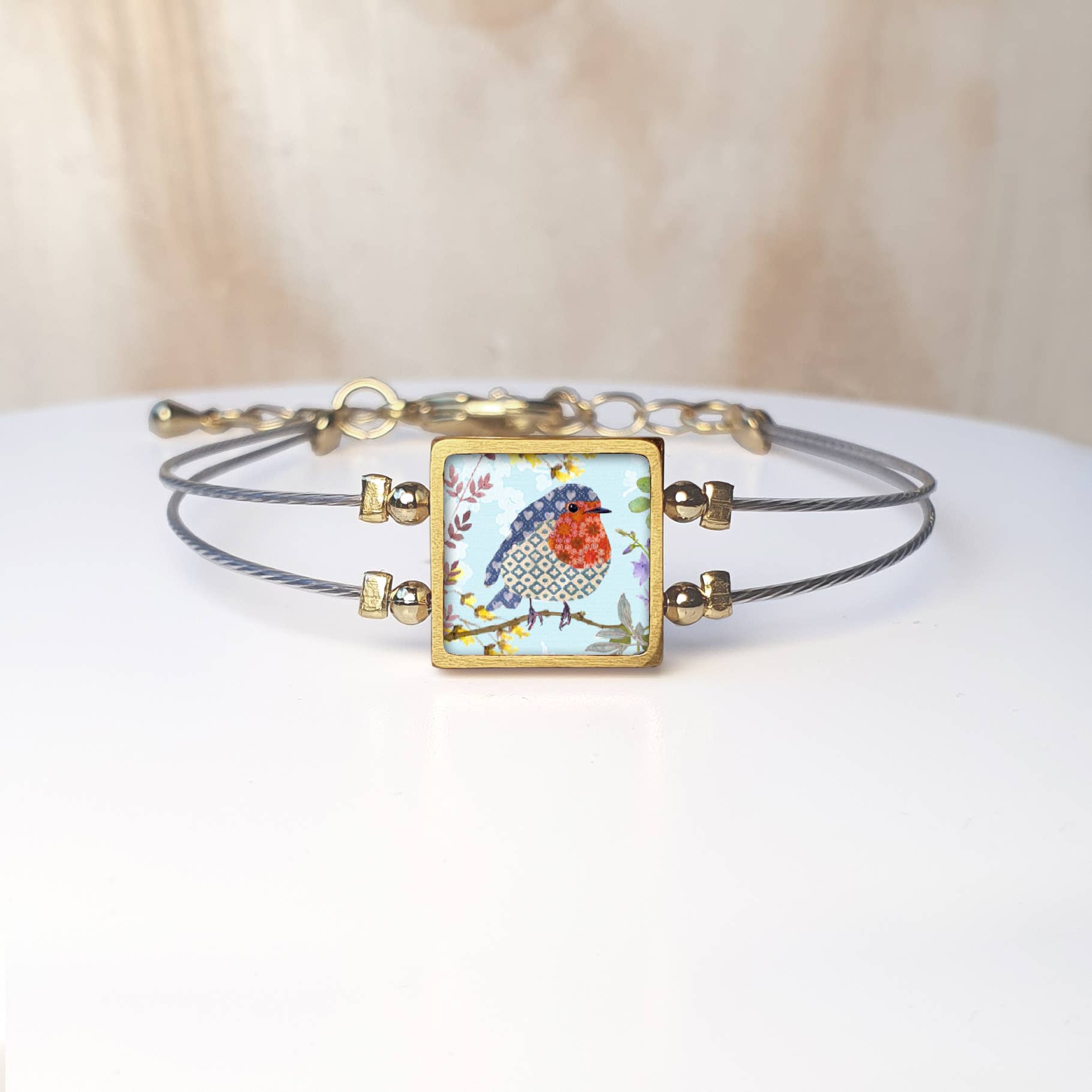 Noa Jewellery - Wholesale Charm/Dangle Bracelet - Framed Square Ceramic Bracelet, Gold Plated Stainless Steel8