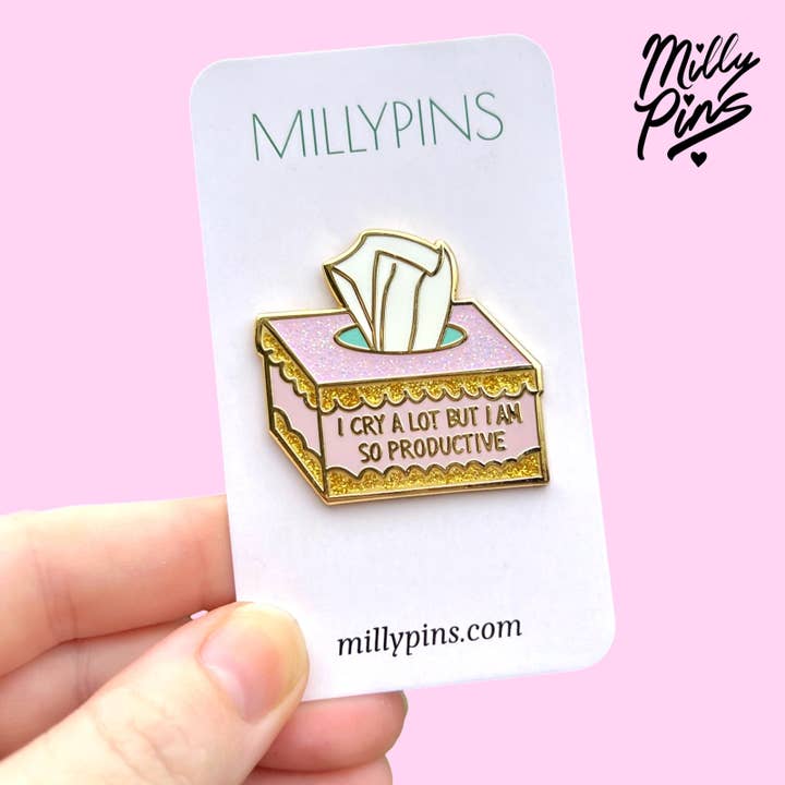 Millypins - Wholesale Brooch - I Cry A Lot But I Am So Productive Enamel Pin