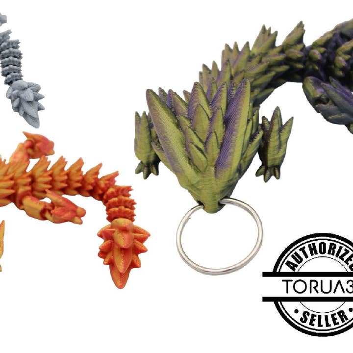 Acworth Alchemist - Wholesale Keychain - Unisex - Spiky Dragon Keychain - 3D Printed Articulated Dragon