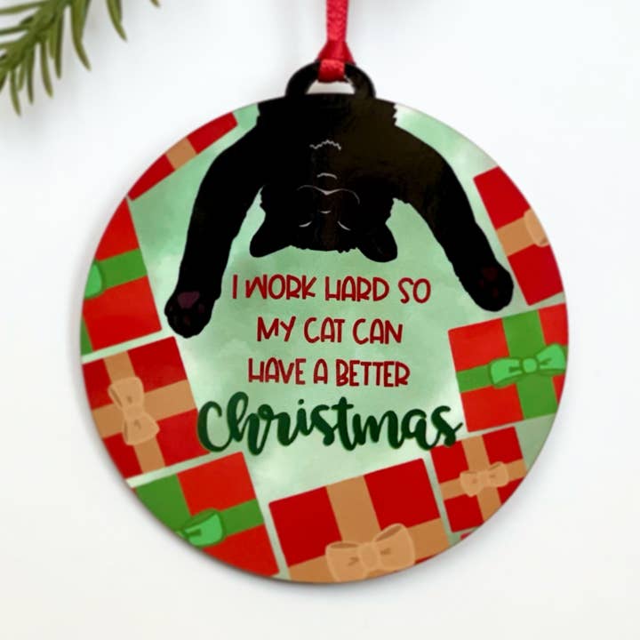 Ornement de Noël drôle de chat pour la vente par Jaycat Designs