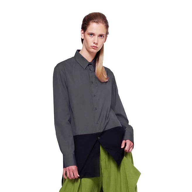 Women's Two Tone Long Shirt – Grey/Black for wholesale by U.Mi-1