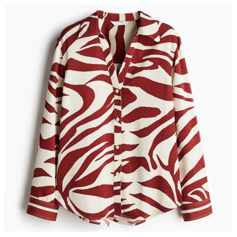 liqubit - Venta al por mayor Conjuntos de top y pantalón (NO para estar en casa) - Mujer - Conjunto de camisa de manga larga estampada y pantalones elegantes4