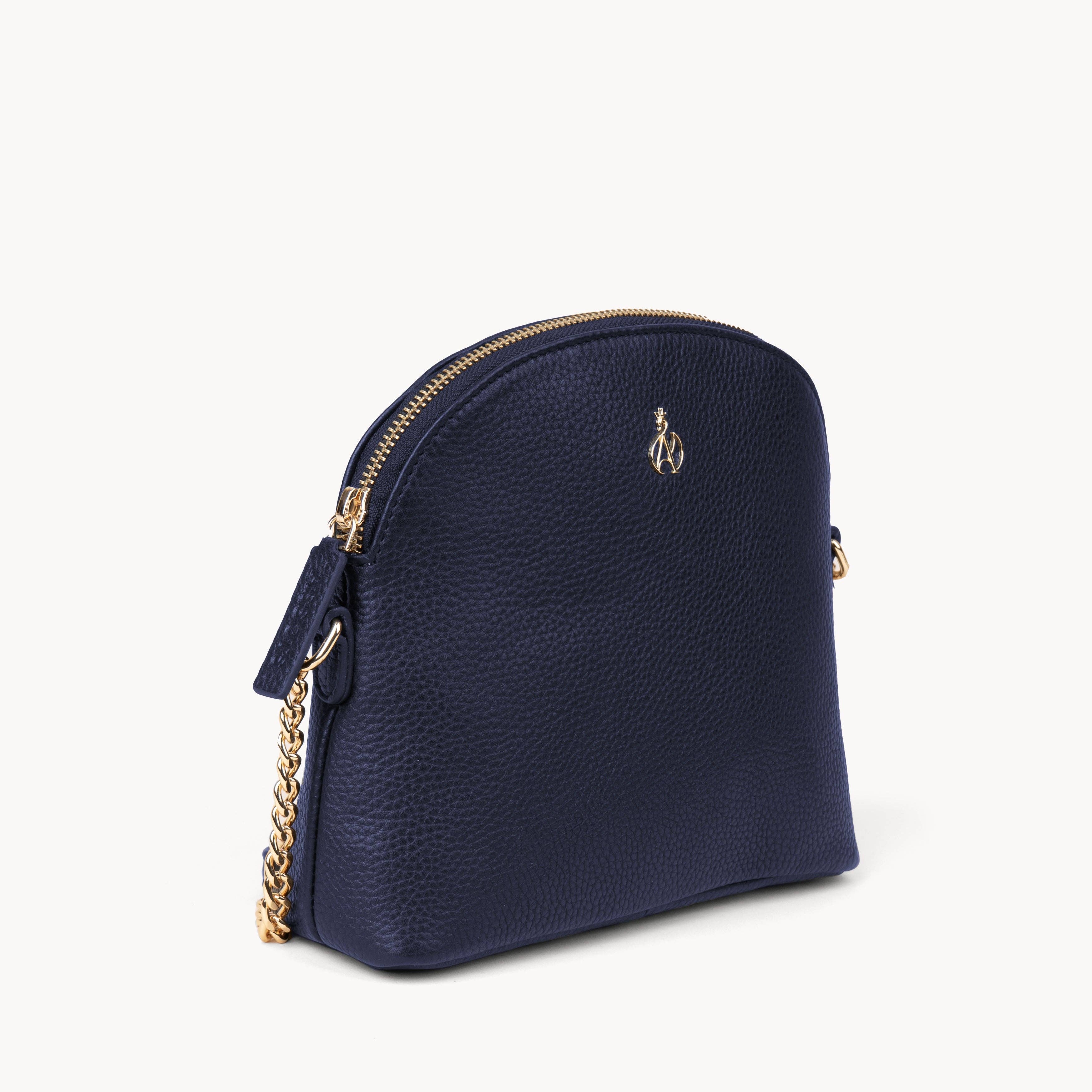 Assots London – wholesale Crossbody bag – Women's – 'DOVE' Navy Pebble Grain Real Leather Crossbody Bag1