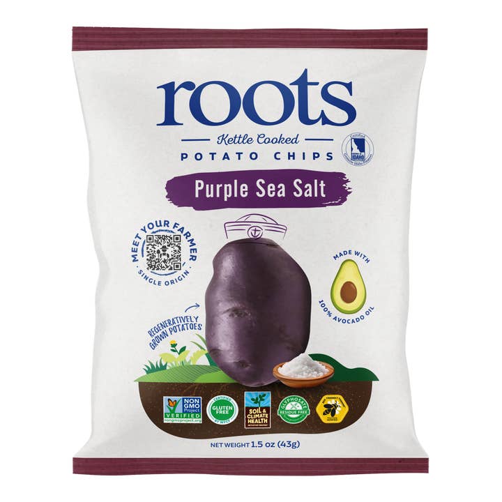 Roots Potato Chips - Wholesale Chips - Purple Sea Salt Snack Box (30-1.5 oz bags)